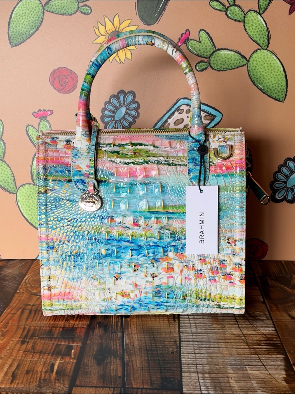 HTF BRAHMIN SMALL CAROLINE STAYCATION SATCHEL BAG NWT TROPIC FISH - Picture 2 of 13